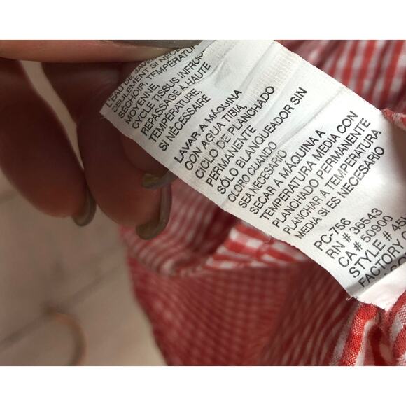 IZOD Mens Small Red Gingham Button Up Long Sleeve Casual Shirt - Picture 8 of 8